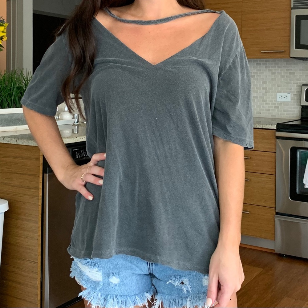 Gray cut out tee shirt from urban outfitters